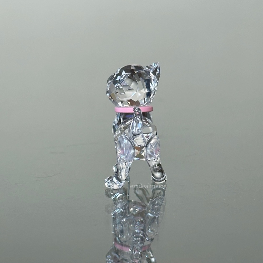 SOLD - Swarovski Crystal Kitten Standing With Pink Collar Figurine Cat 1193537 - Picture 7 of 10